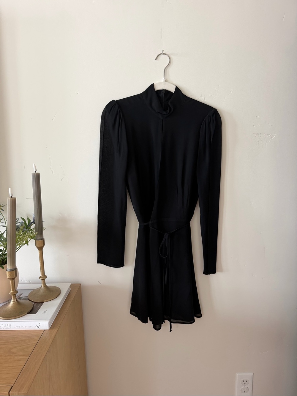 Reformation Black Long-Sleeve Keyhole Mini Dress - Picture 2 of 5